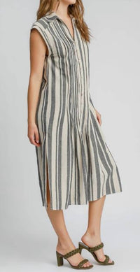 Umgee - Pintucked Stripe Midi Dress