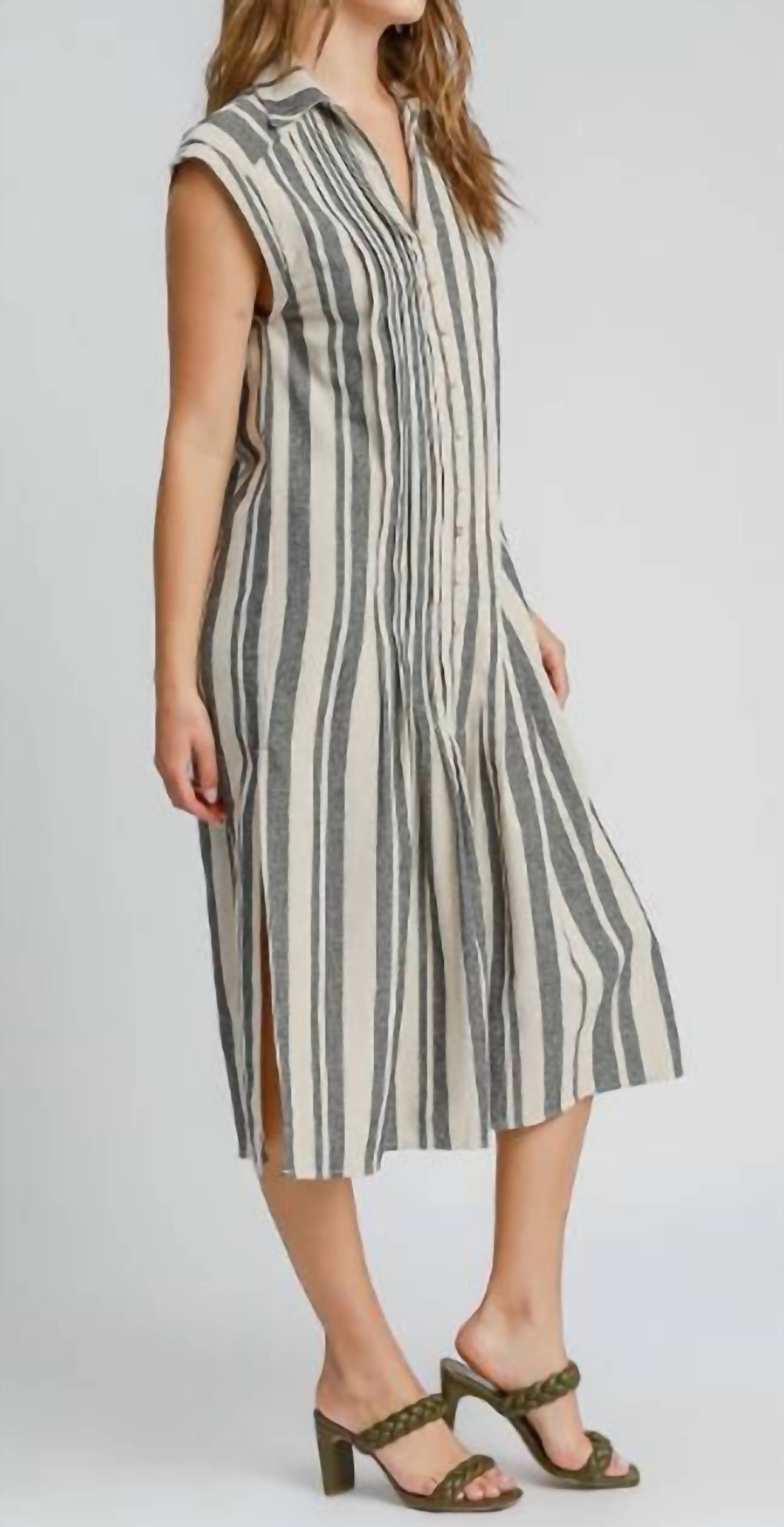 Umgee - Pintucked Stripe Midi Dress