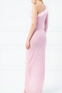 Kikiriki - Feather One Shoulder Dress