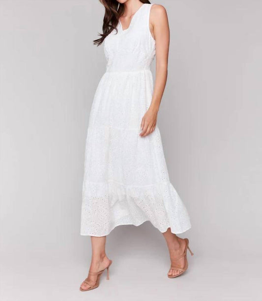 Charlie B - Long Sleeveless Cotton Eyelet Dress