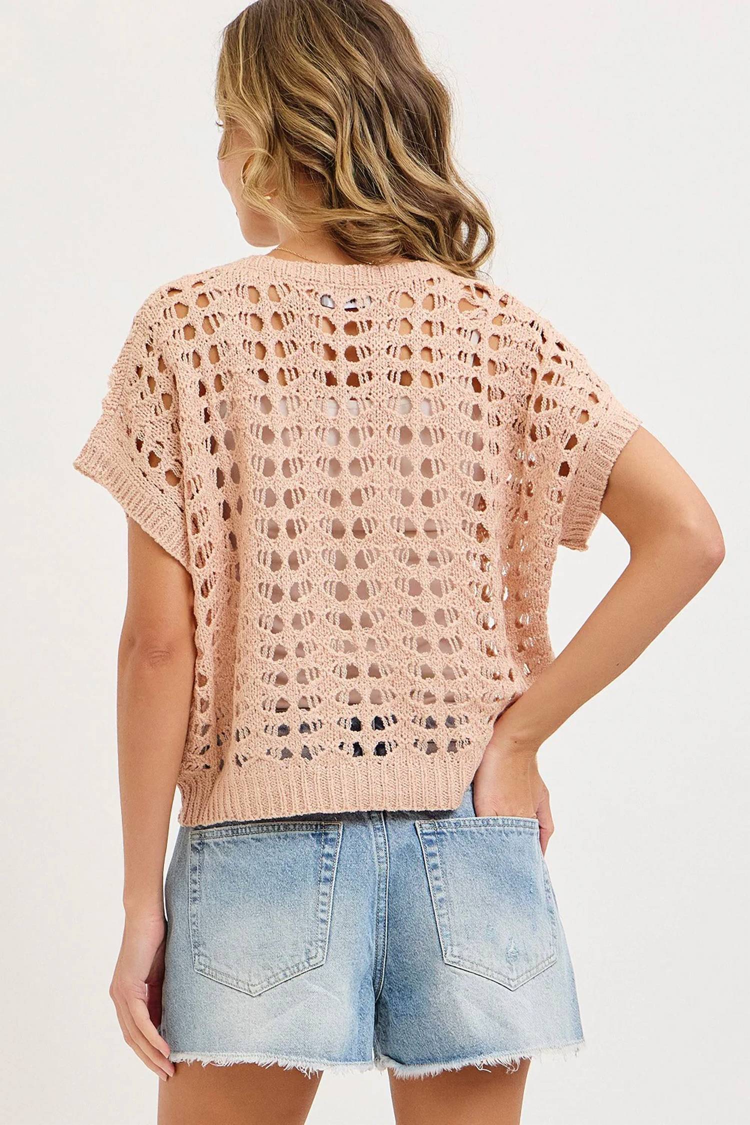 Sweet Lovely By Jen - Easy Casal Everyday Open Knit Top