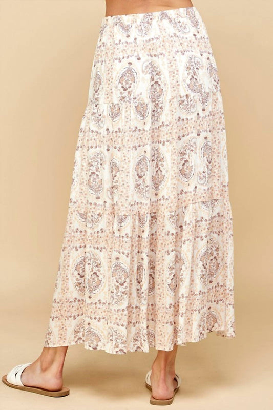 Le Lis - Women's Paisley Print Tiered Layered Maxi Skirt