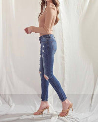 Kancan - Mid-Rise Distressed Super Skinny Jeans