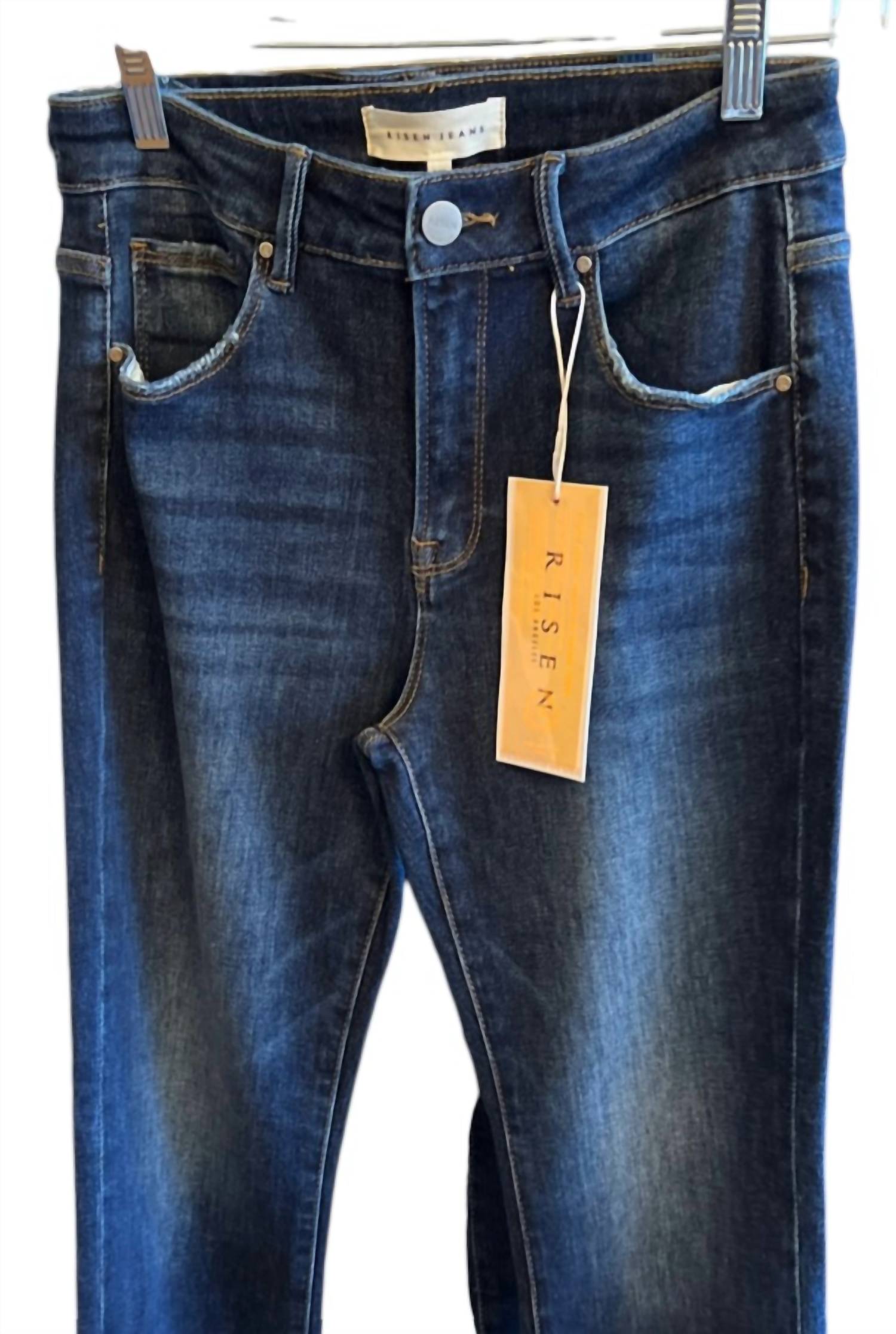 Risen - Women's Mid Rise Ankle Straight Jeans