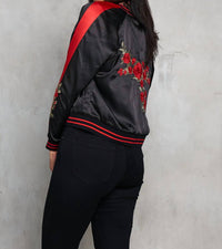 Paparazzi - Reversible Satin Embroidered to Tiger Baseball Jacket