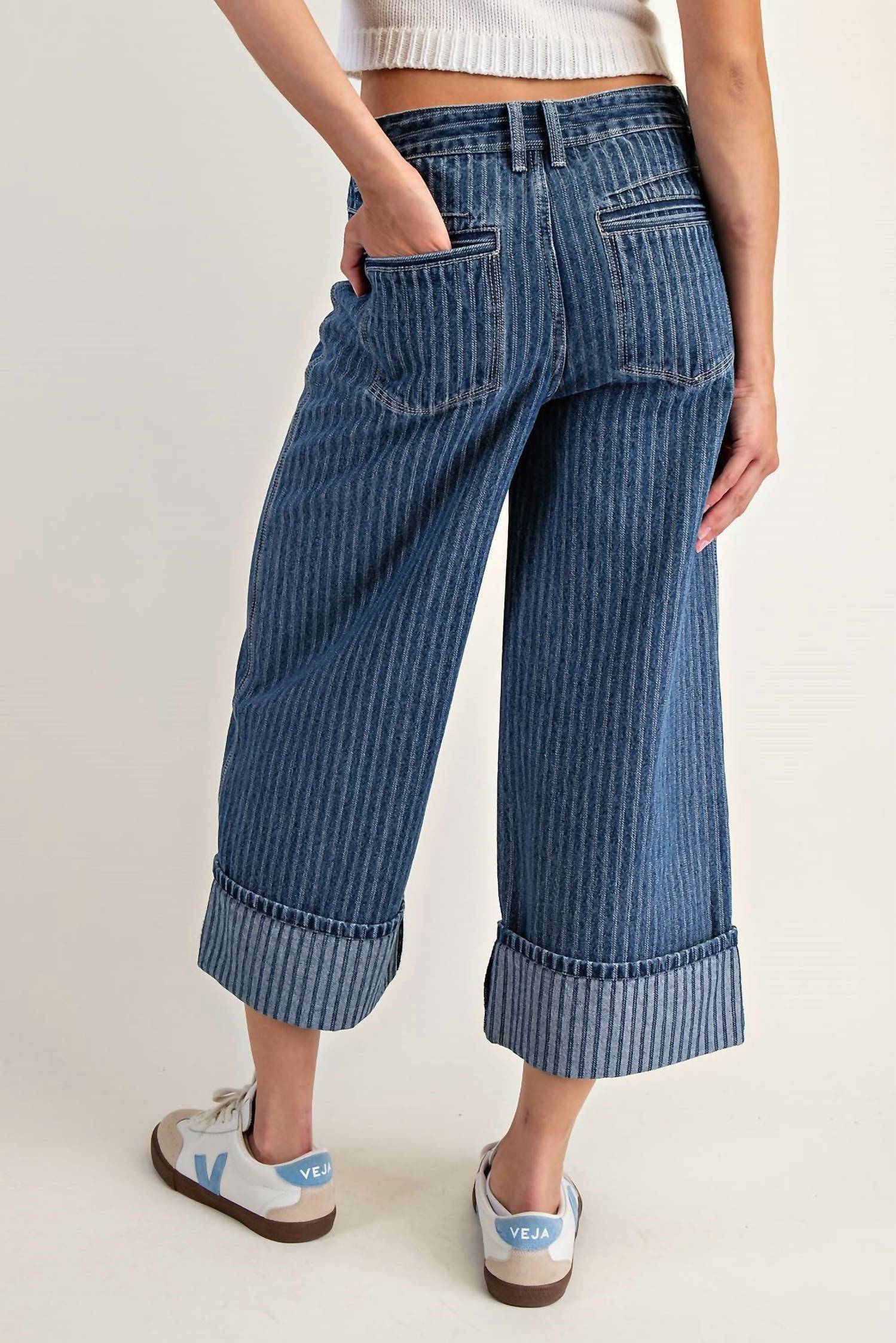 Ee:Some - Harbor Stripe Wide Leg Jeans