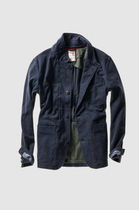 Relwen Men's Moleskin Trap Blazer in dark navy canvas - men's jacket