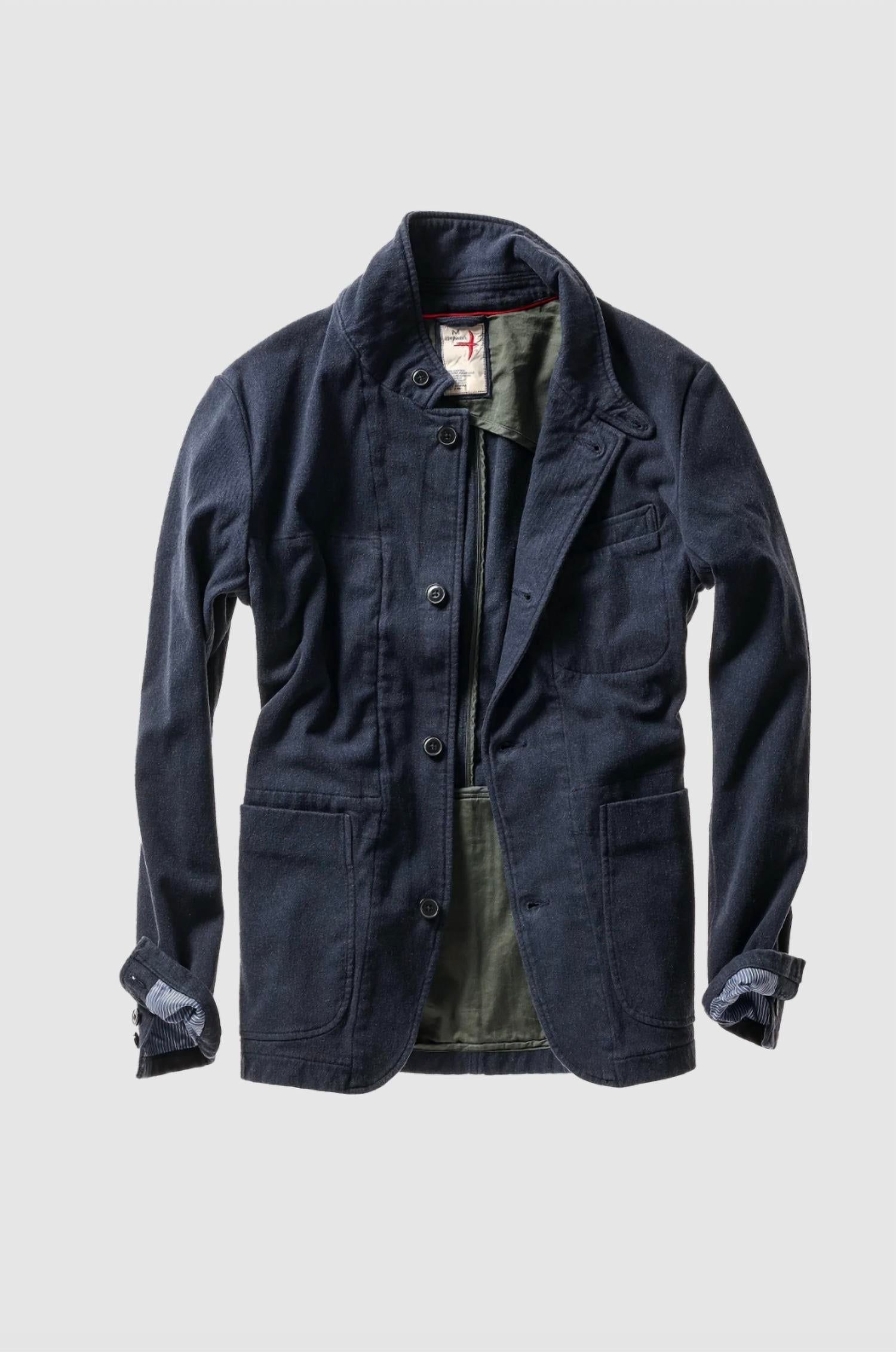 Relwen Men's Moleskin Trap Blazer in dark navy canvas - men's jacket