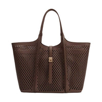 Melie Bianco Women's Malia Laser Cut Vegan Leather Tote Bag in chocolate - women's bag