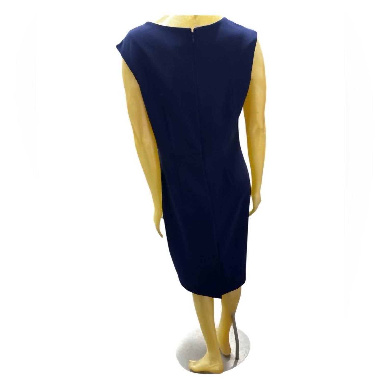 Kasper Elegant Sleeveless Dress in blue - women's dress - detail view