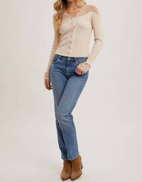 Bluivy - Kallie Lace Trimmed Knit Top