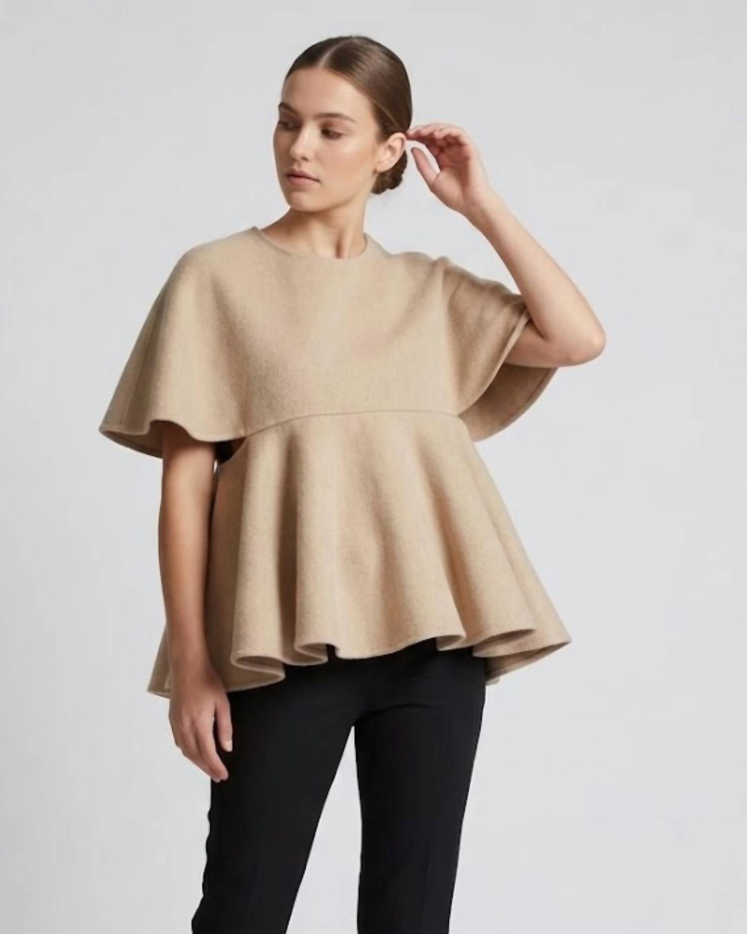 Ashlyn New York Klein Cape Top in beige - women's sweater - alternate view