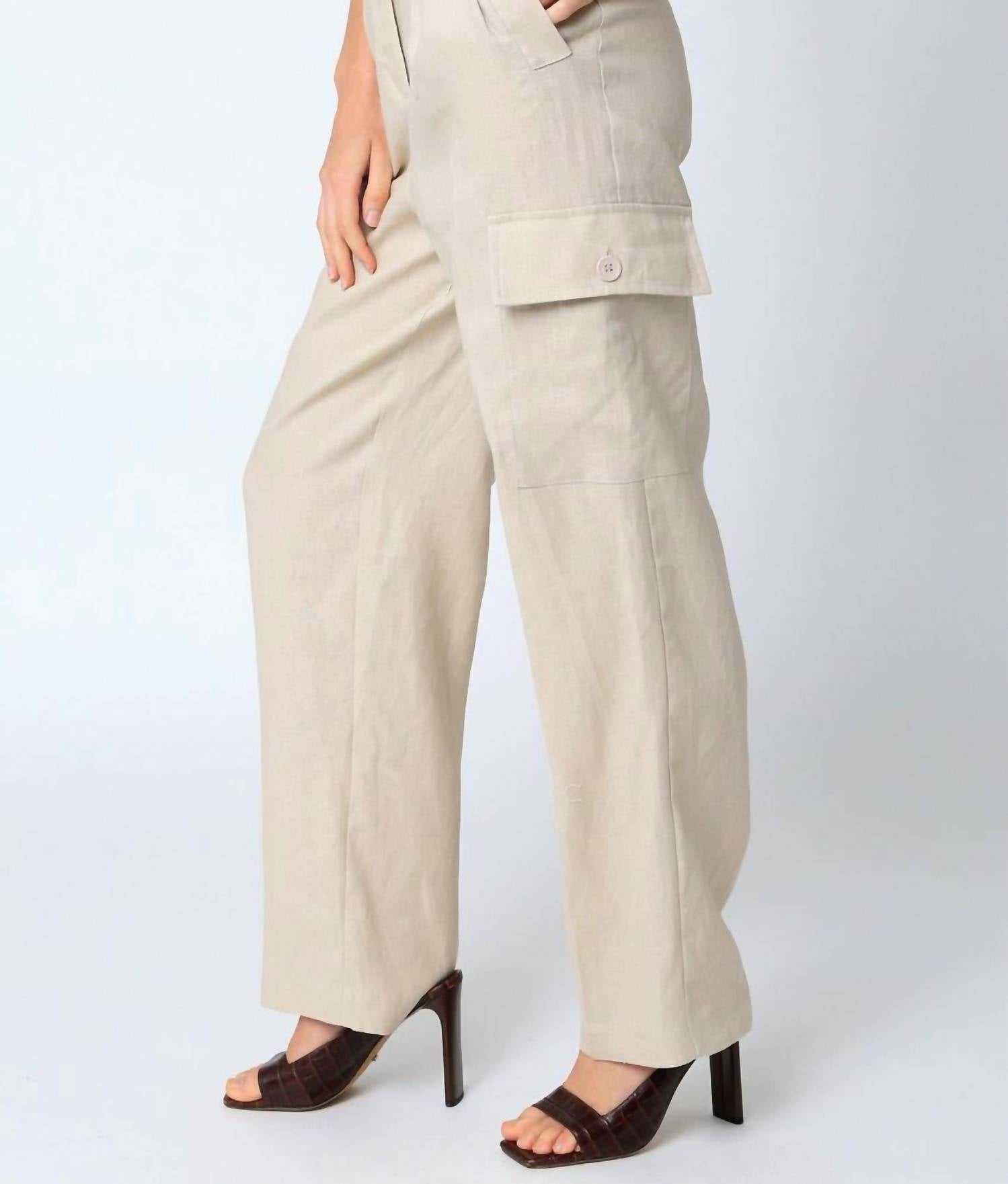 Olivaceous - Arya Linen Cargo Pants