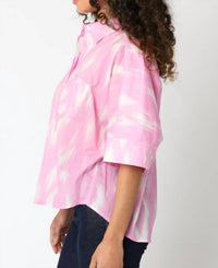 OLIVACEOUS Nora Painted Shirt in pink cream - women's blouse - detail view