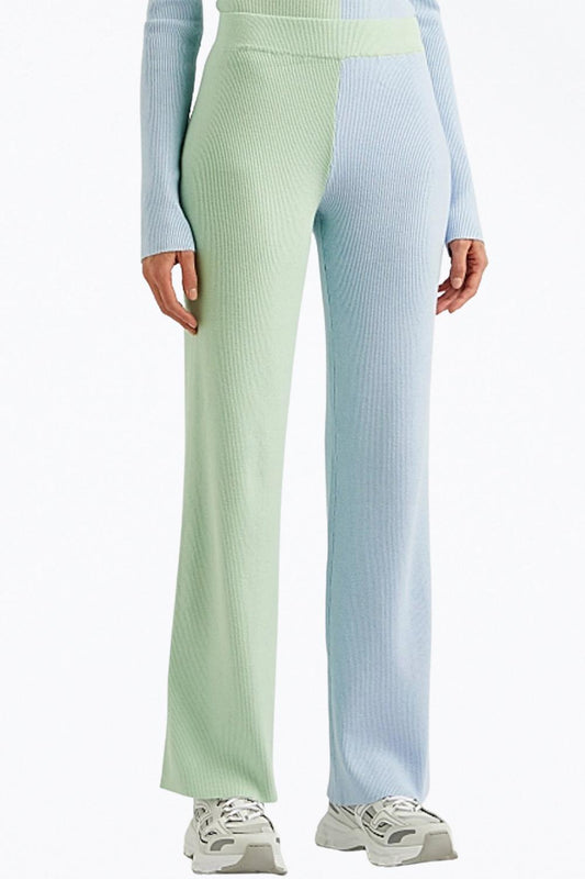 AWA RIBBED-KNIT STRAIGHT-LEG PANTS