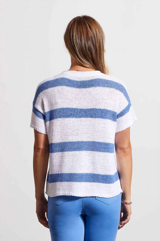 Tribal - Stripe Short Sleeve Sweater - Plus