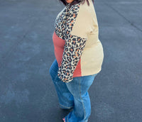 Lovely Melody - Two Places At Once Leopard Color Block Top