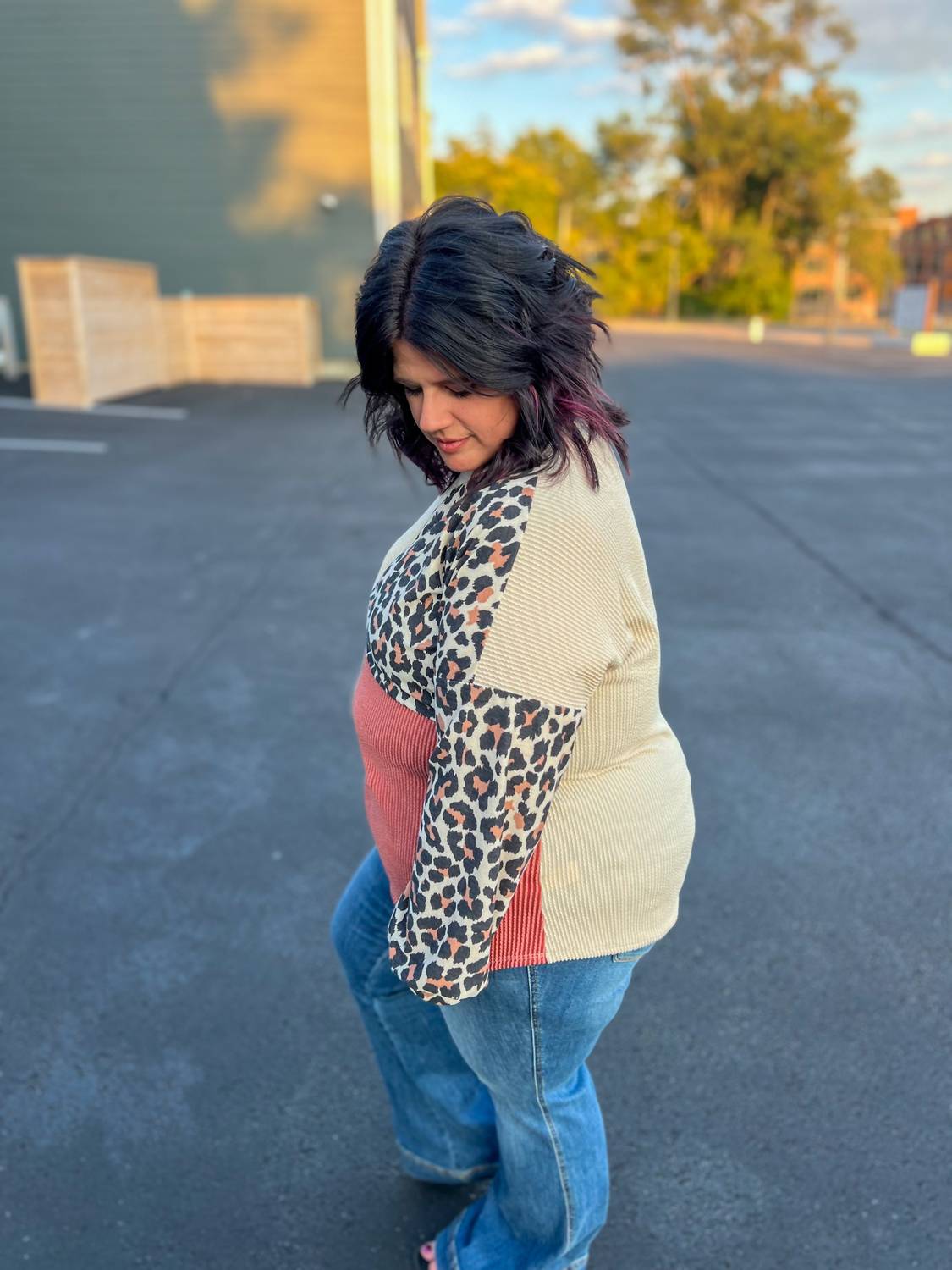 Lovely Melody - Two Places At Once Leopard Color Block Top