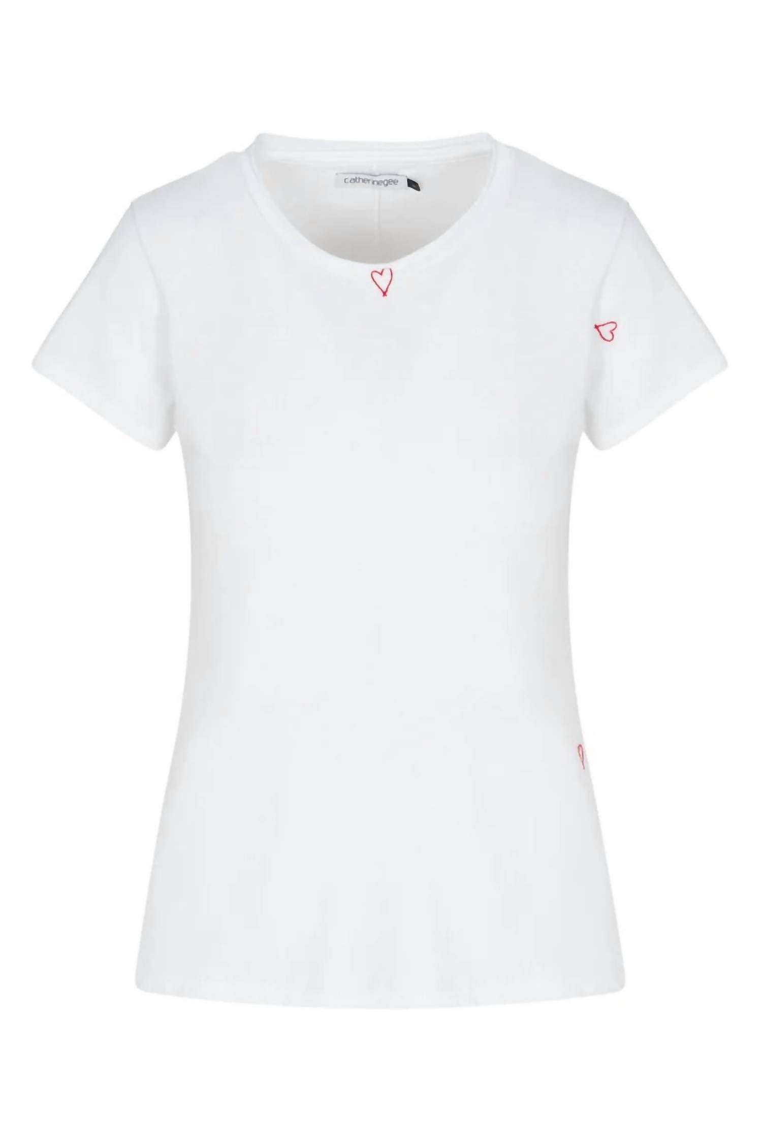 Catherine Gee - Embroidered Cotton T-shirt With Heart