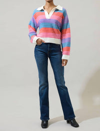 Sugarlips - Roselin Striped Collared Sweater