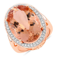 Diana M Jewels Women's Oval Natural Peach Morganite Fashion Ring (15.09 Ct) - Grand in 14k rose gold - women's jewelry