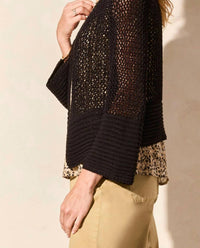TRIBAL Bell Sleeve Cardigan in black - women's cardigan - detail view