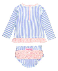 Rufflebutts - Seersucker Long Sleeve Rash Guard 2-piece Swimsuit