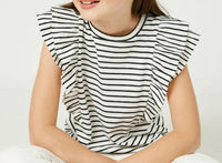 Hayden La - Girl's Layered Ruffle Knit Stripe Tee
