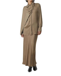 Suncoo - Lino Satin Blouse With Draped Collar