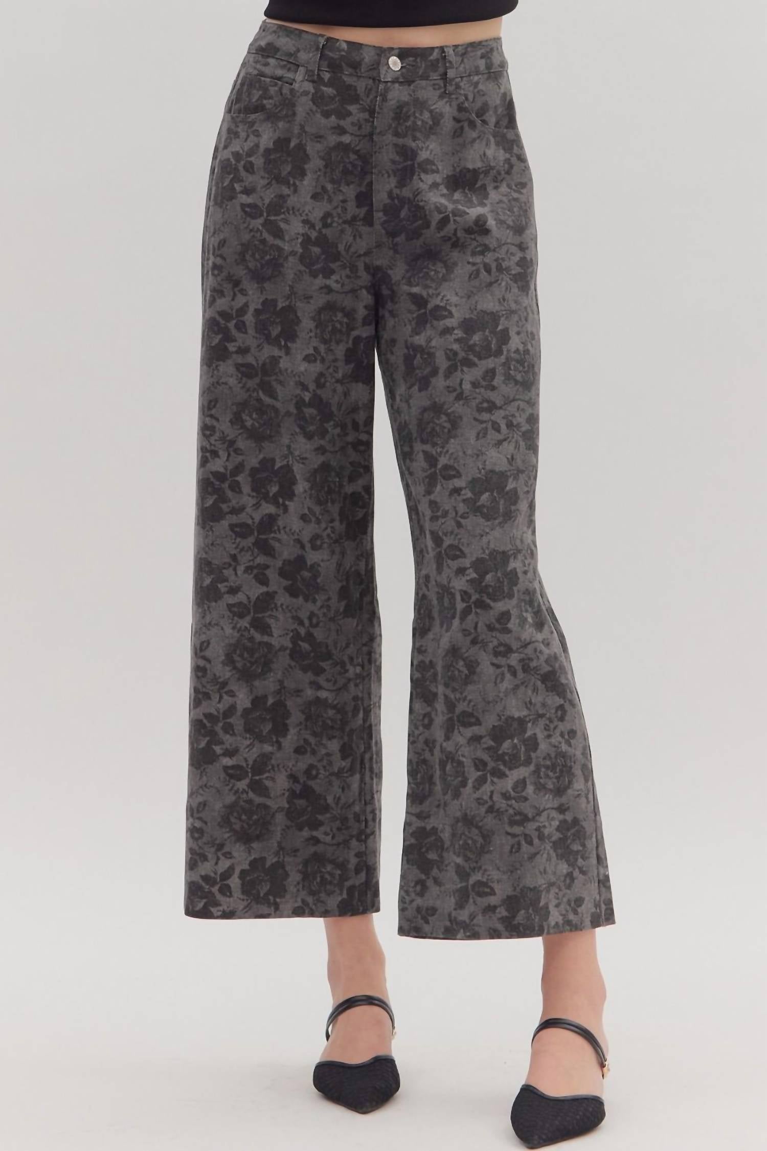 entro Midnight Bloom Pants in charcoal - women's pants