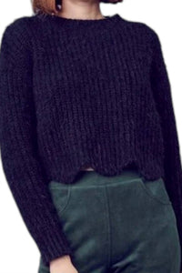 &Merci - Scallop Hem-line Mohair Pullover Sweater