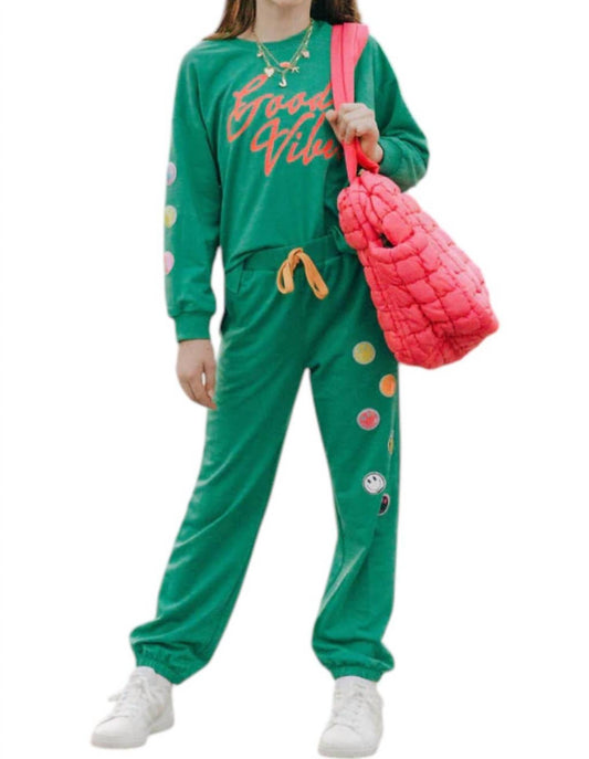 Hannah Banana - Girl's Sequin Happy Applique Jogger Pants