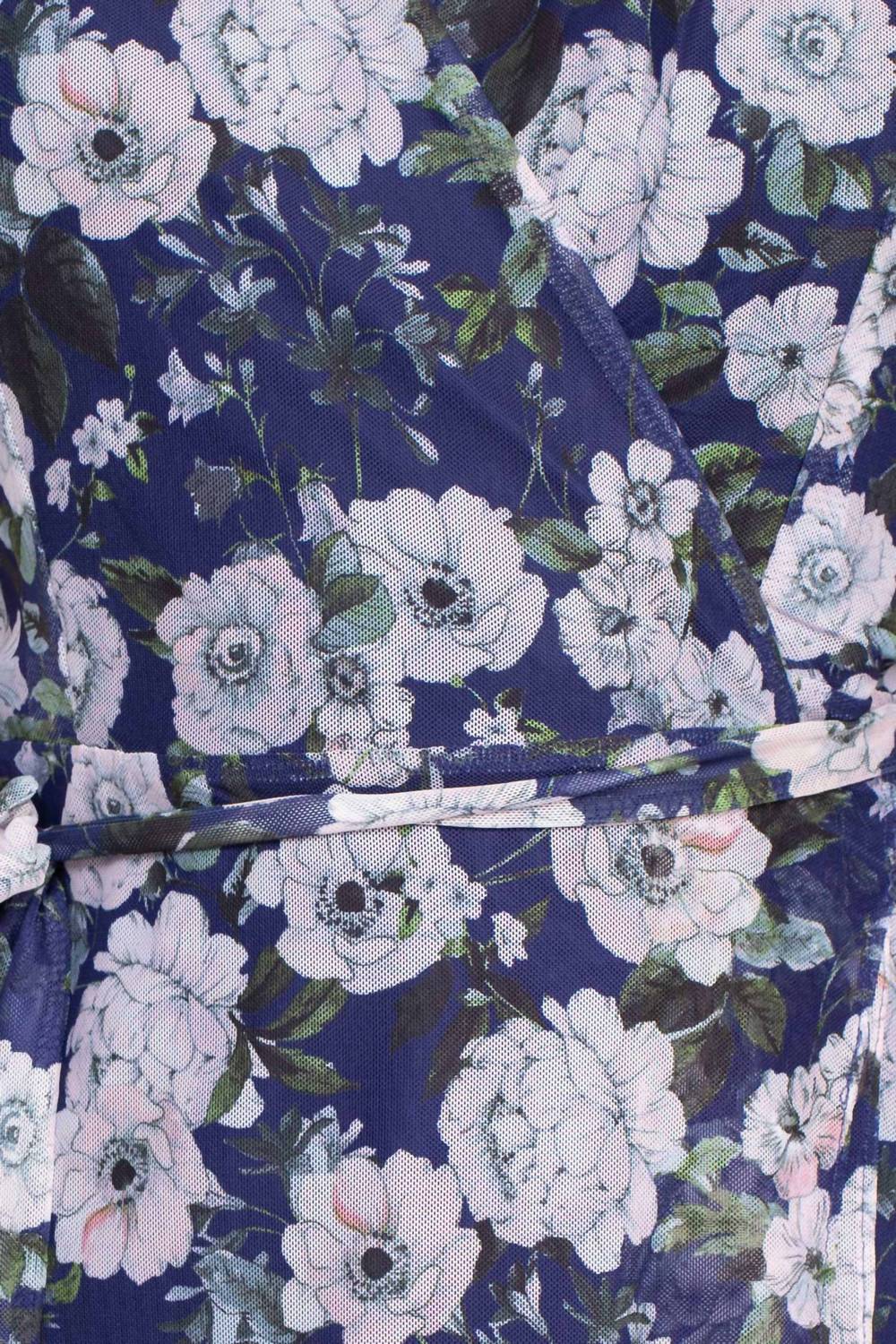 Laundry By Shelli Segal - Tie Waist Floral Print Tiered Power Mesh Dress