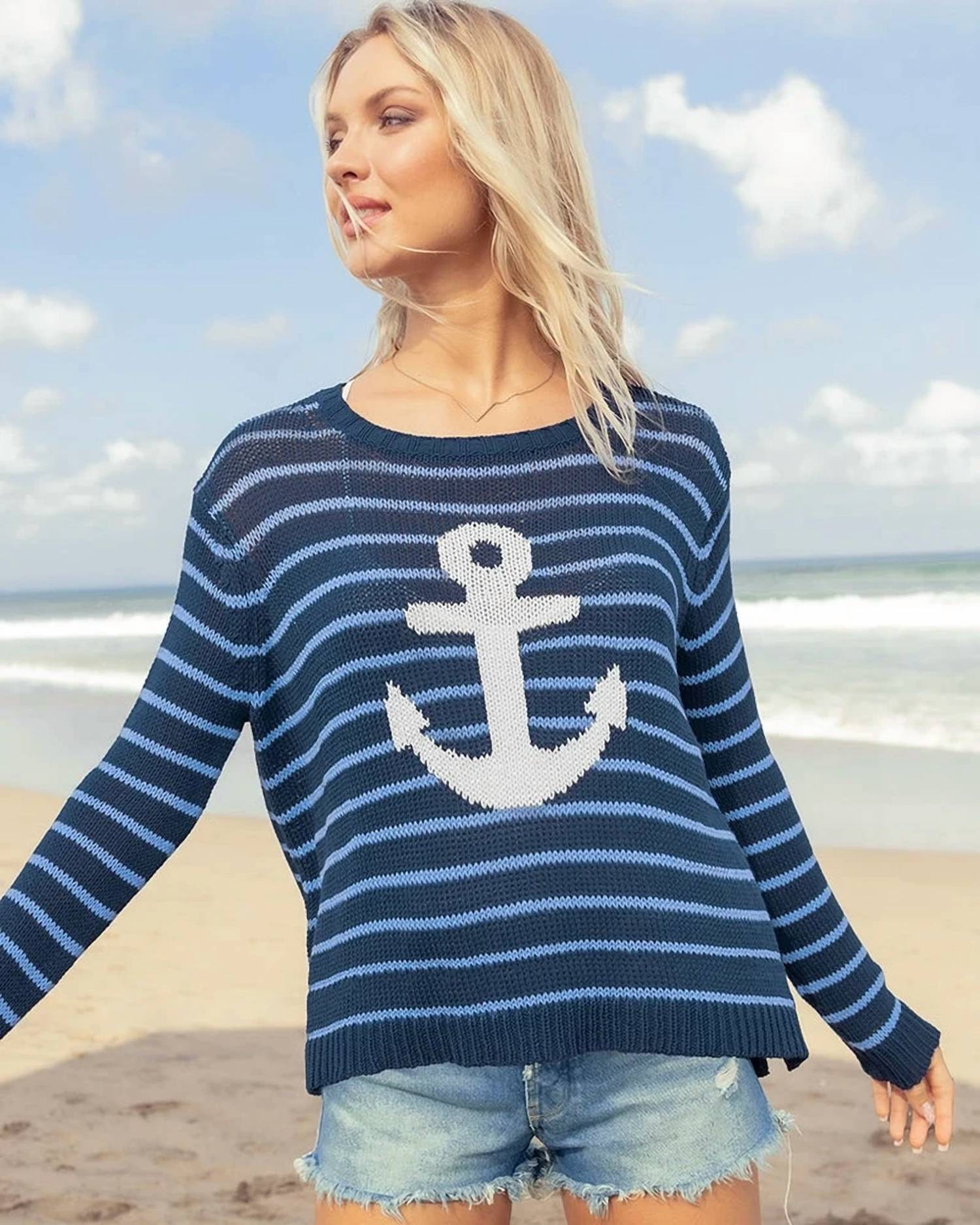 Wooden Ships - ANCHOR STRIPED SWEATER