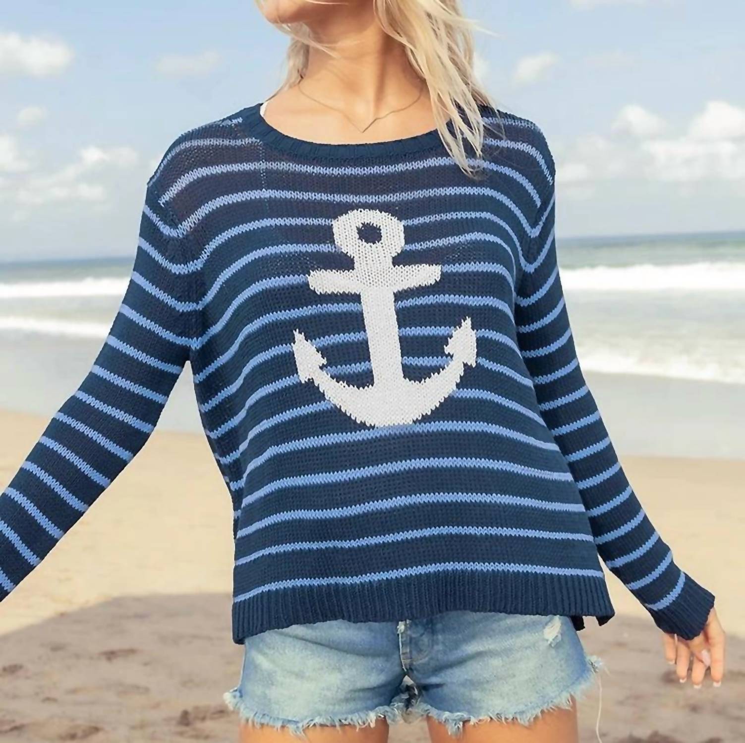 Wooden Ships - ANCHOR STRIPED SWEATER