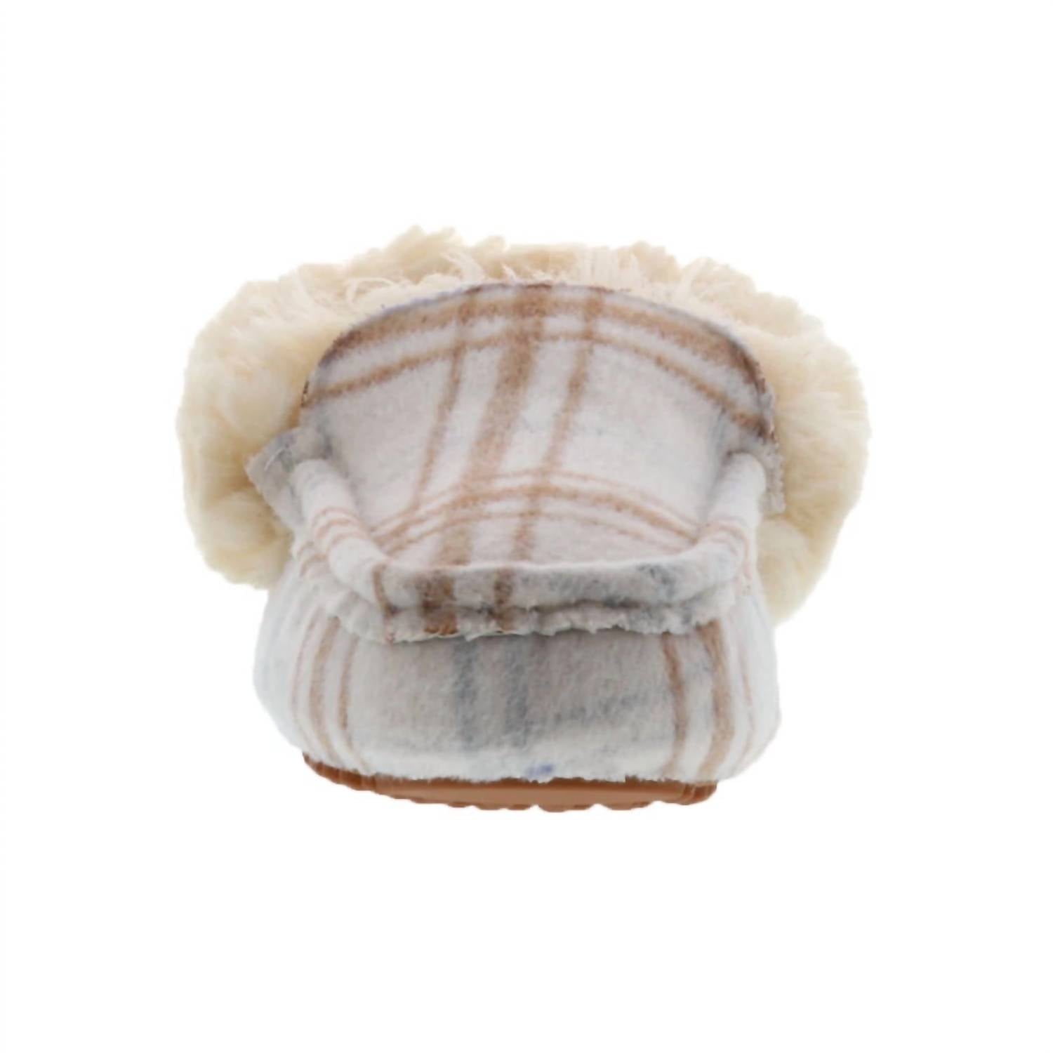 Lamo Women's Aussie Slip-on Moc Slipper in cream plaid - women's shoe - alternate view