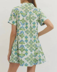 Entro - Creamy Spring Floral Short Sleeve Dress