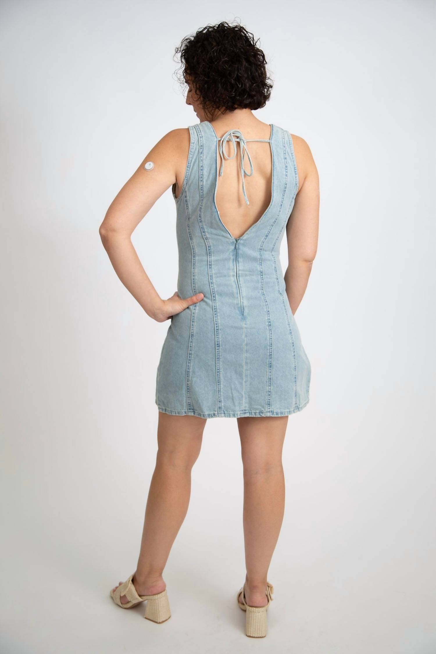 In The Beginning - V-neck Open Back Mini Dress