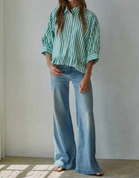 By Together - Woven Cotton Striped Button Down Shirt