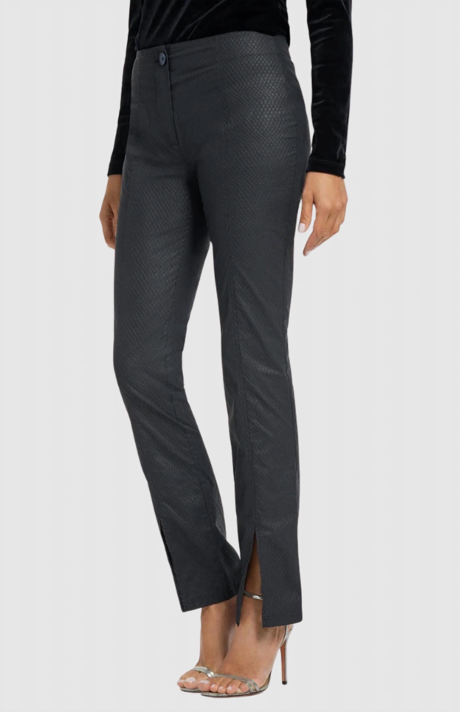 Anatomie Dominica Snake Embossed Slit Ankle Pant in black - women's pants - detail view