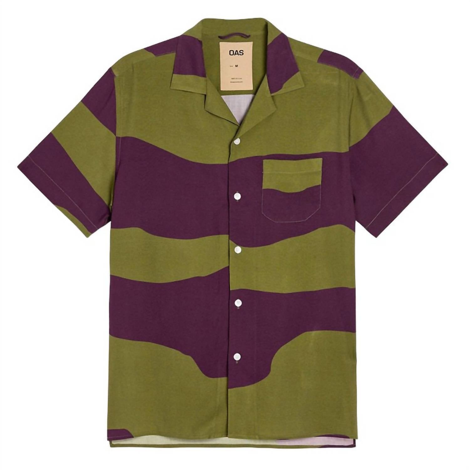 OAS Dusky Dune Short Sleeve Shirt in green purple - men's shirt - alternate view