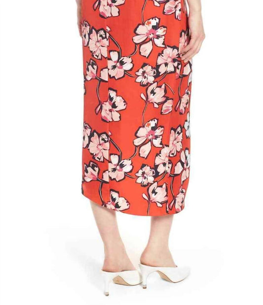 Lewit - Silk Floral Print Ruffle Front Hawaiian Skirt