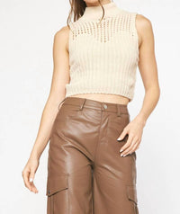 Entro - Chenille Mock Neck Sweater Top