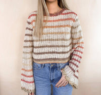 So Me - Gradation Stripe Crop Sweater