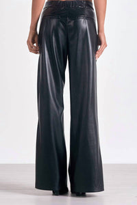 ELAN Faux Leather High Waist Pants in black - women's pants - alternate view