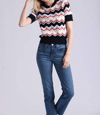 Minnie Rose - Chevron Short Sleeve Crewneck Tee