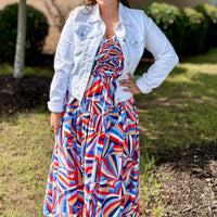 Skies Are Blue - Printed Tiered Midi Dress
