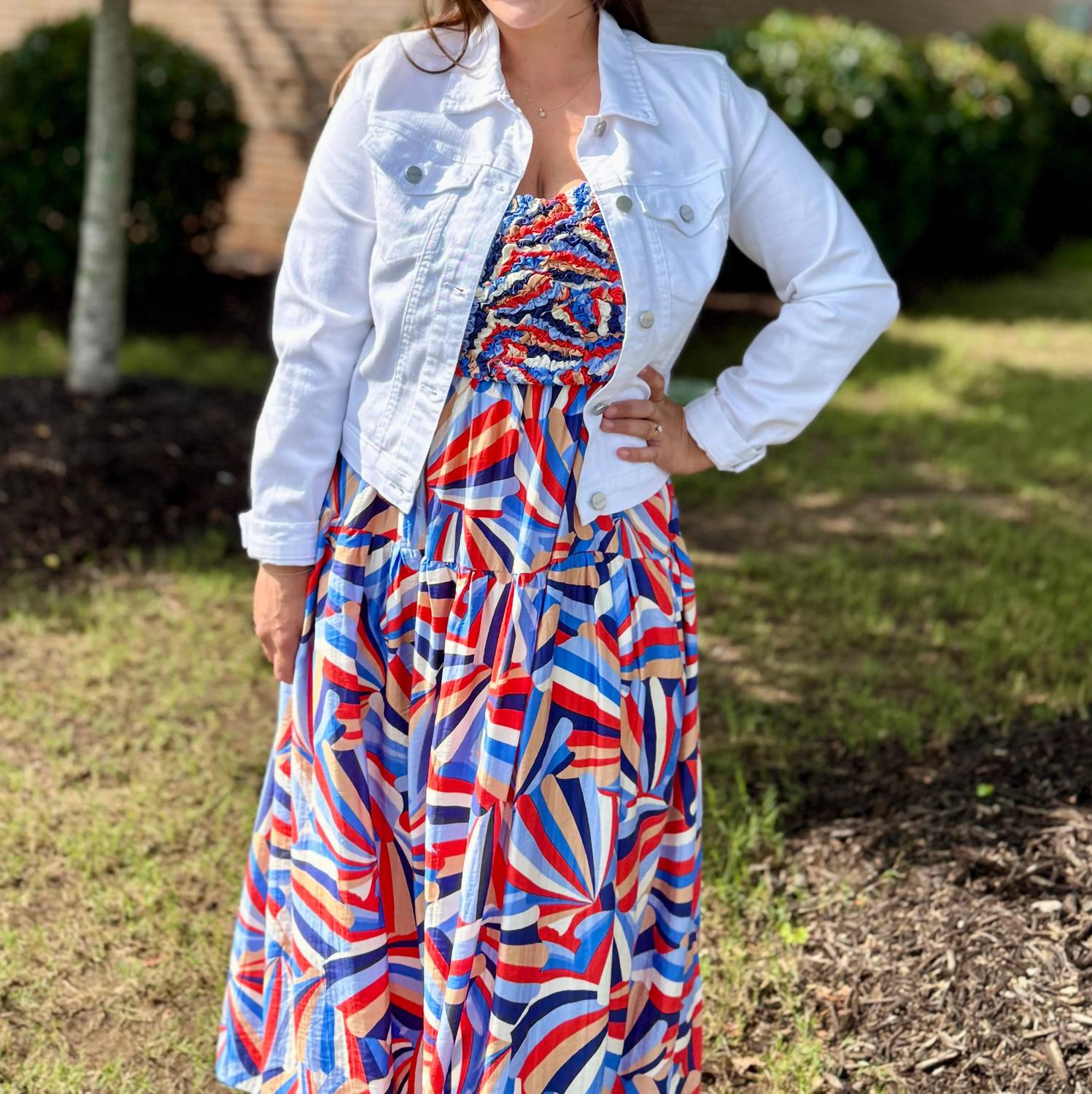 Skies Are Blue - Printed Tiered Midi Dress