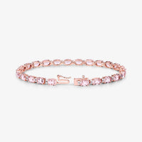 Diana M Jewels Women's Oval Natural Morganite Bracelet (8.95 Ct) - Elegant Plus in 14k rose gold - women's jewelry - detail view