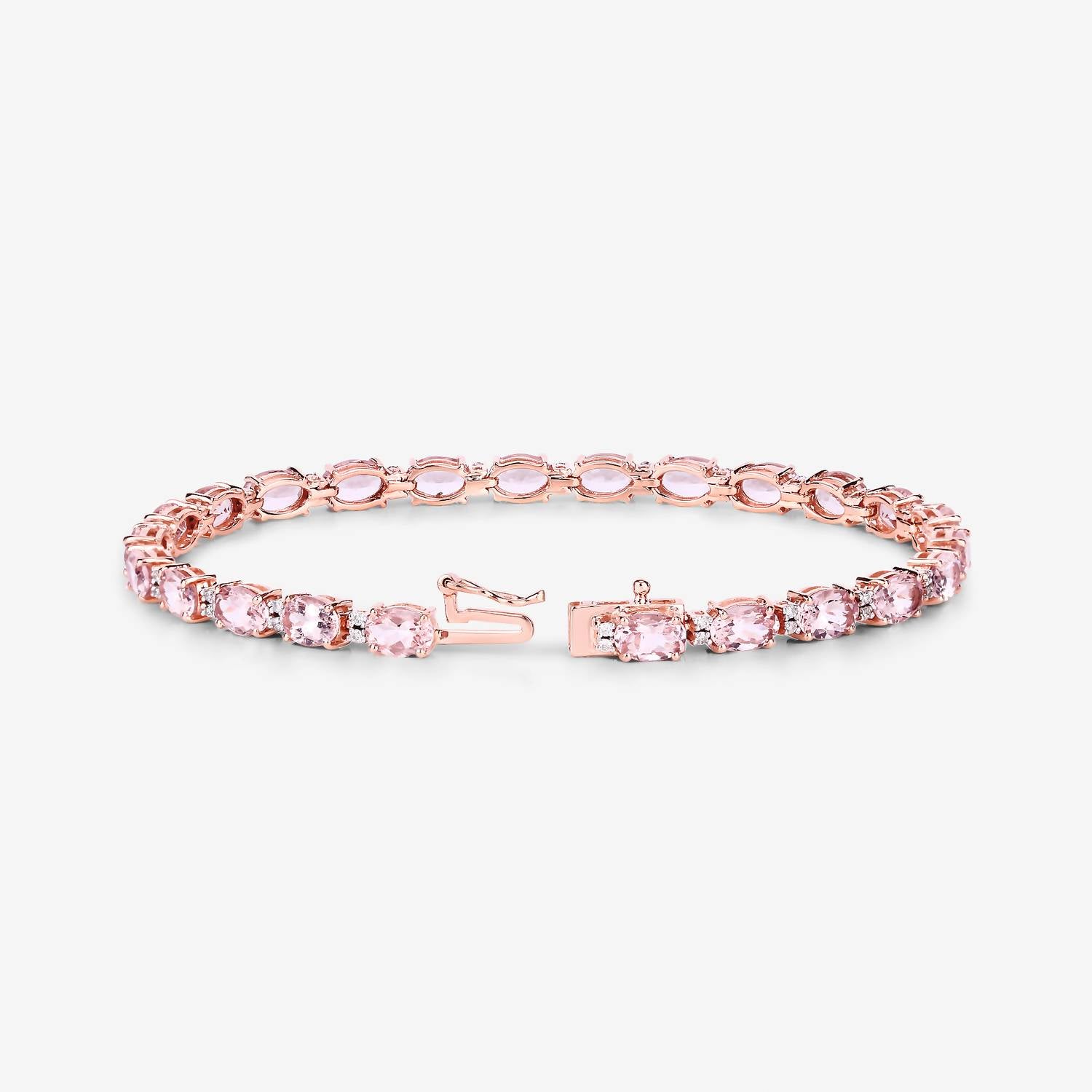 Diana M Jewels Women's Oval Natural Morganite Bracelet (8.95 Ct) - Elegant Plus in 14k rose gold - women's jewelry - detail view